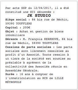 exemple annonce legale lille